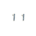 14K white gold vertical bar stud earrings set with rows of round Montana Yogo sapphires.