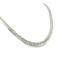 Sterling silver curb chain necklace with double diamond-cut detailing, shown angled to the right.