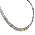 Sterling silver popcorn link collar necklace with polished 18K yellow gold accents.