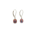 Sterling silver leverback drop earrings with black freshwater cultured pearls.