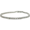 14K white gold lab-grown diamond tennis bracelet with 4.00 carats total weight of round diamonds.