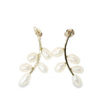14K yellow gold branch-style drop earrings with 10 freshwater pearls.