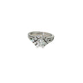 14K white gold diamond engagement ring with a seven-stone design and coordinating four-stone unsoldered drop-in guard.