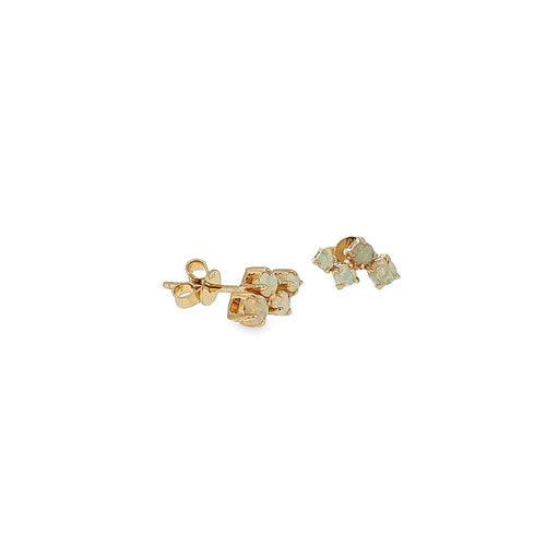 14K white gold scatter-style post earrings with clustered round Australian opals.