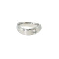 14K white gold men's band with a textured finish and flush-set round brilliant diamond.