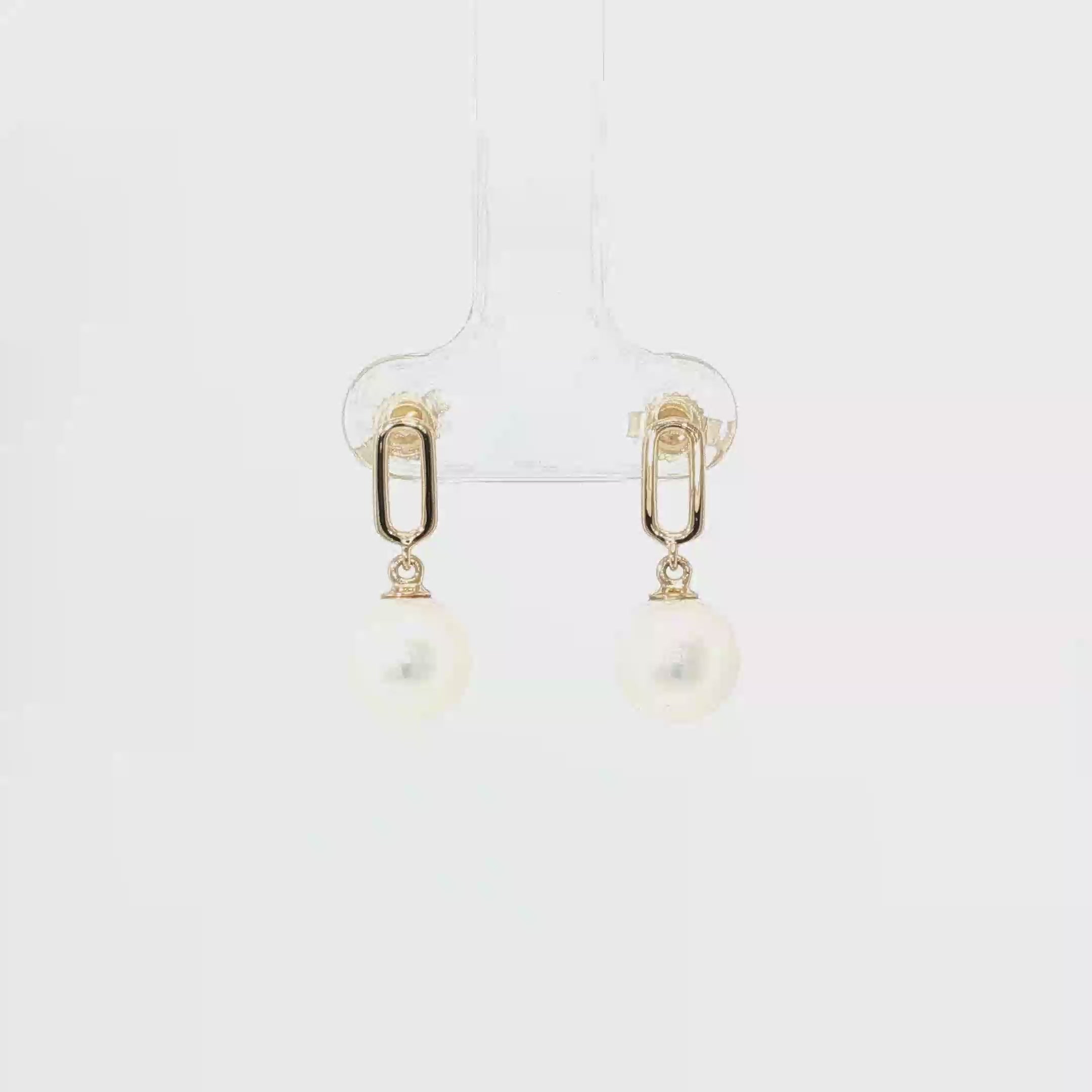 Freshwater Pearl Paperclip Link Drop Earrings