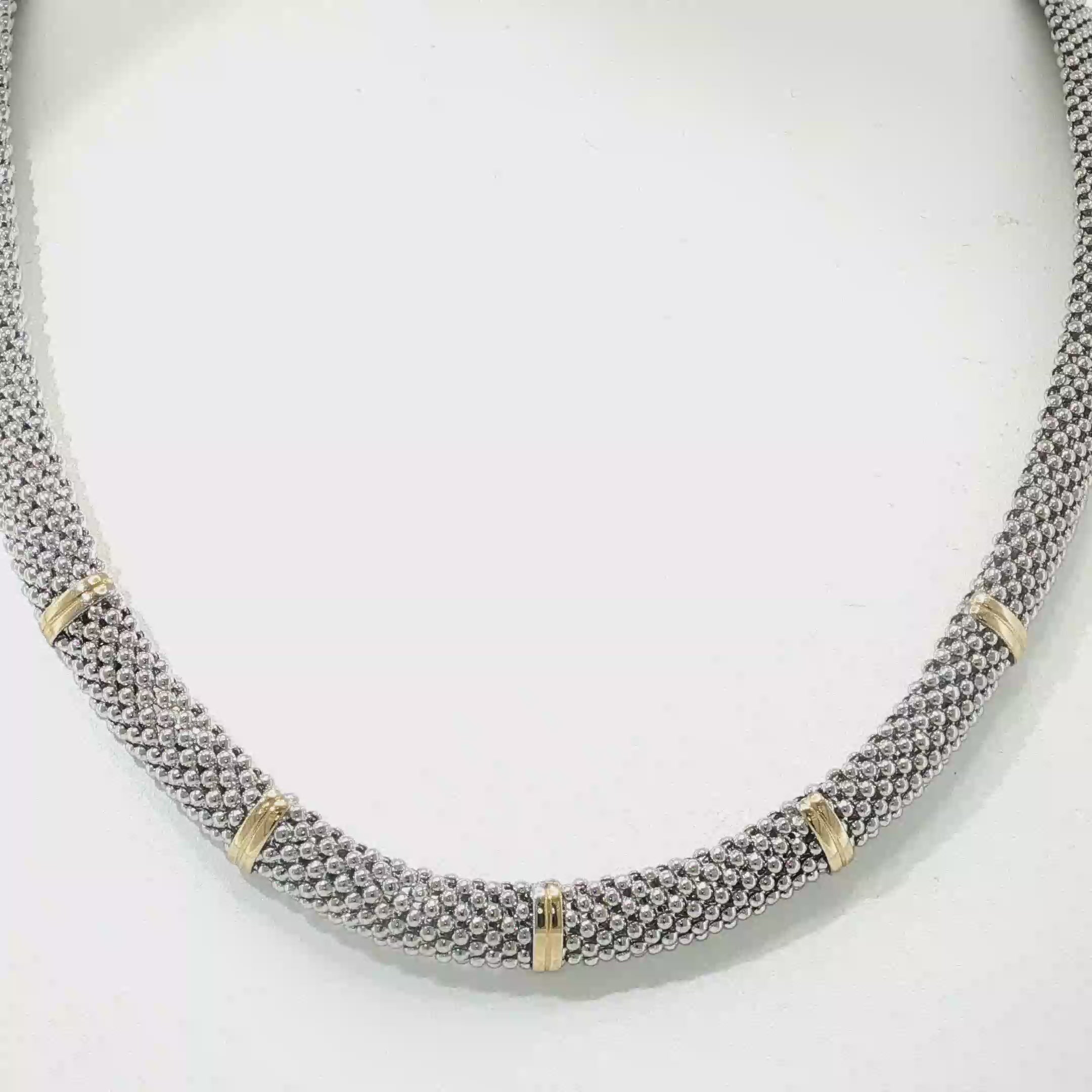Two-Tone Popcorn Link Necklace and Diamond Panther Cuff Set