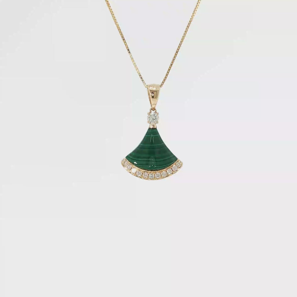 Malachite and Diamond Fan Pendant