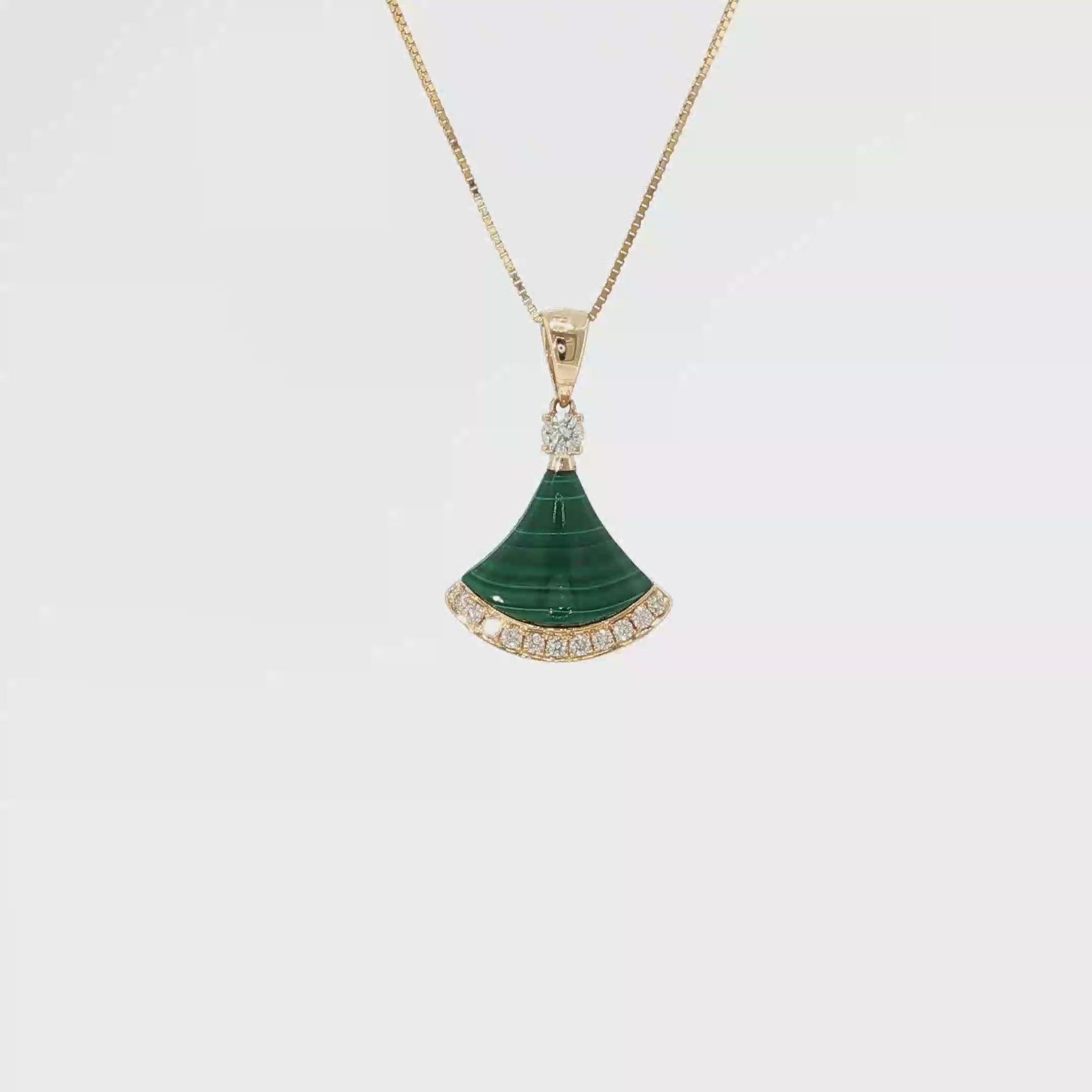 Malachite and Diamond Fan Pendant