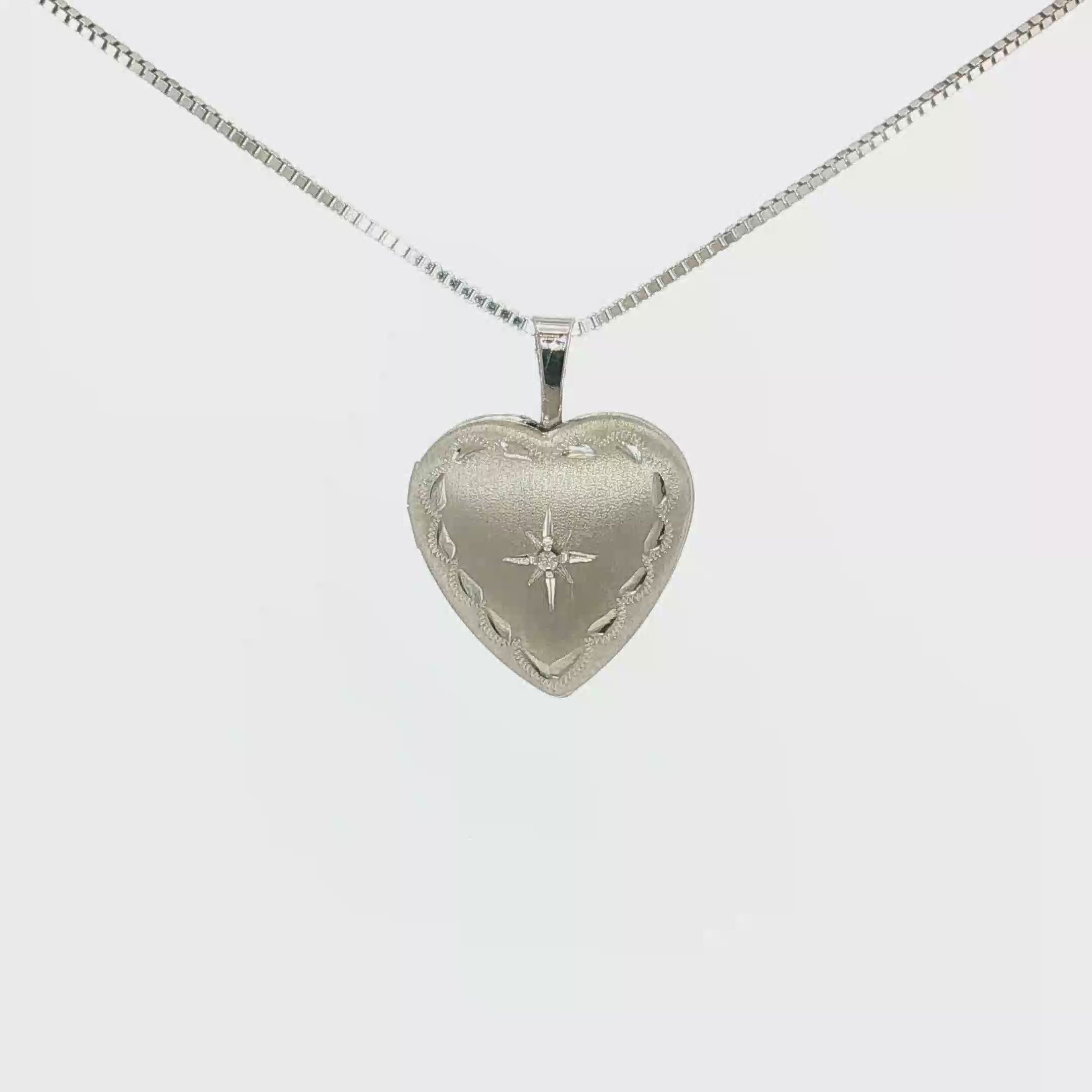 Diamond-Accent Engraved Heart Locket