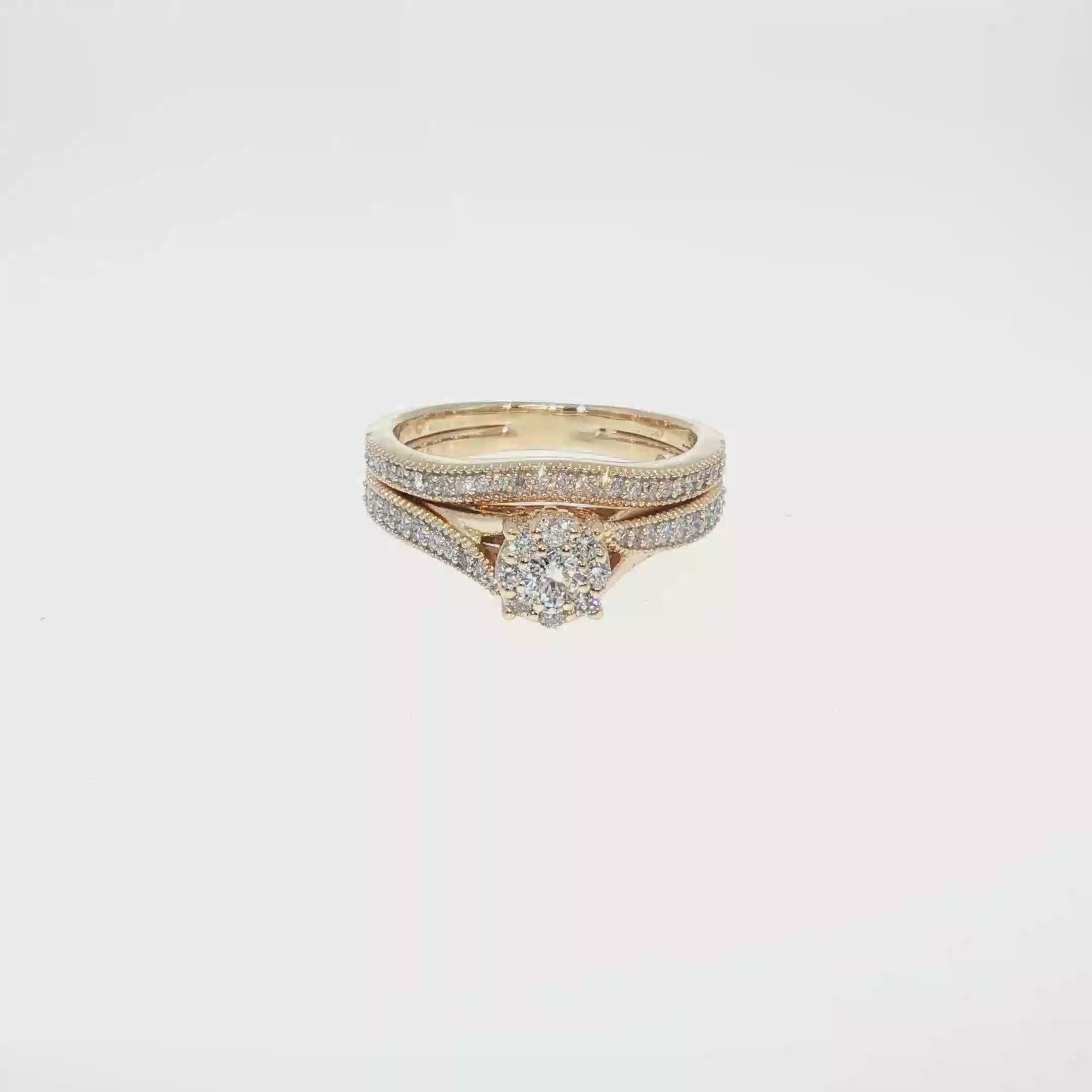Milgrain Diamond Wedding Set