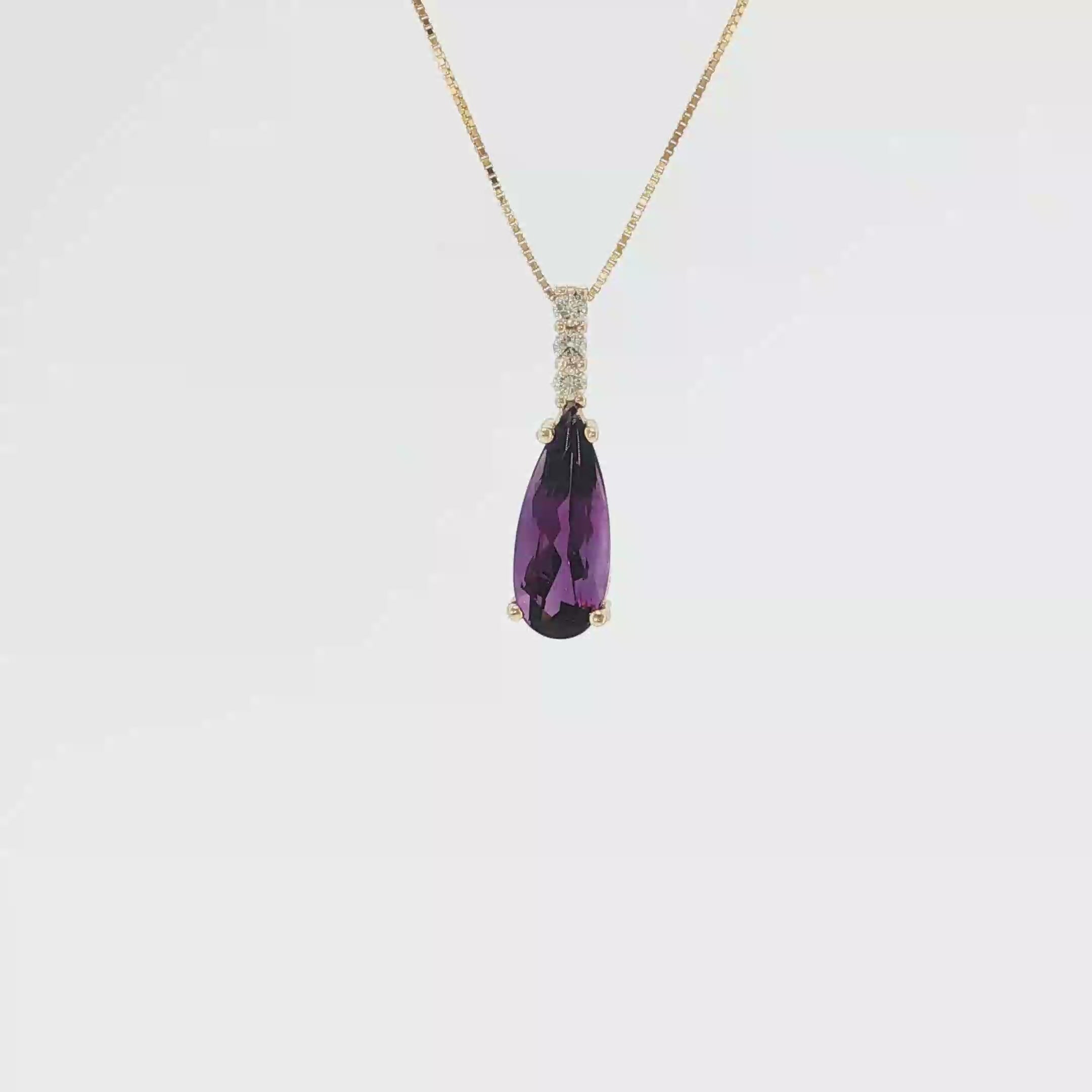 Pear-Shaped Amethyst and Diamond Drop Pendant