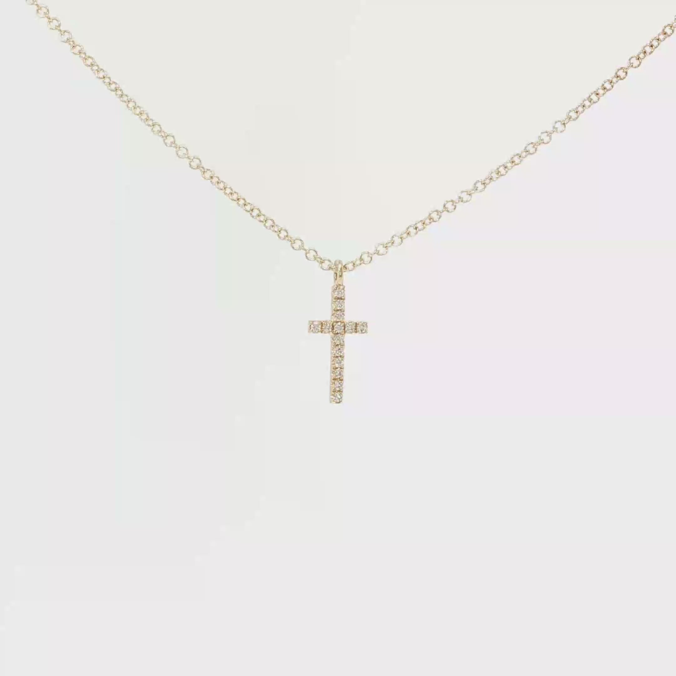 Slim Diamond Cross Pendant Necklace