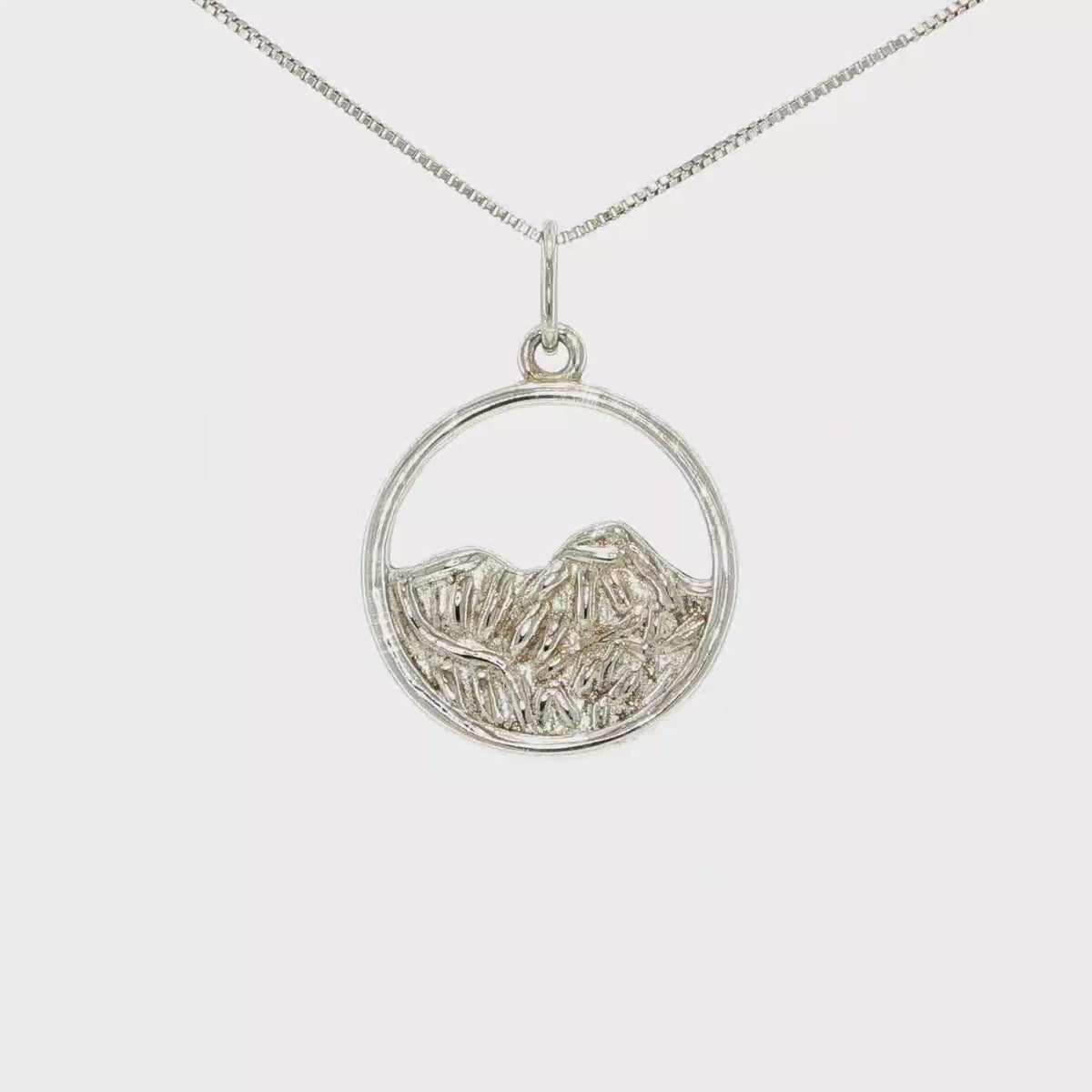 Openwork Mountain Landscape Circle Pendant
