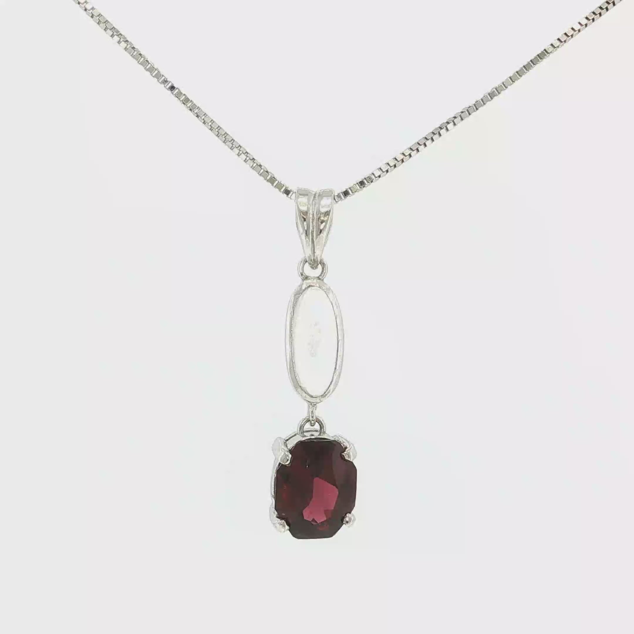 Moonstone and Garnet Drop Pendant