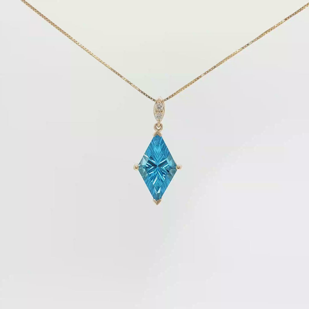 Kite-Cut Swiss Blue Topaz and Diamond Pendant