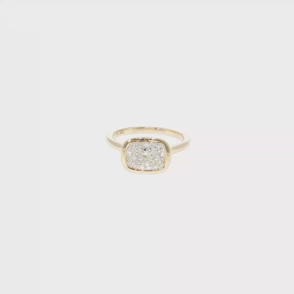 Cushion-Cut Lab-Grown Diamond Bezel Ring