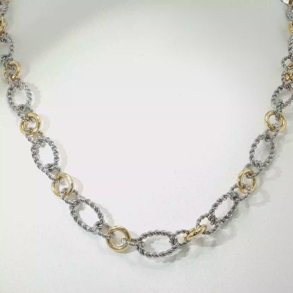 Two-Tone Twisted-Link Necklace and Bracelet Set