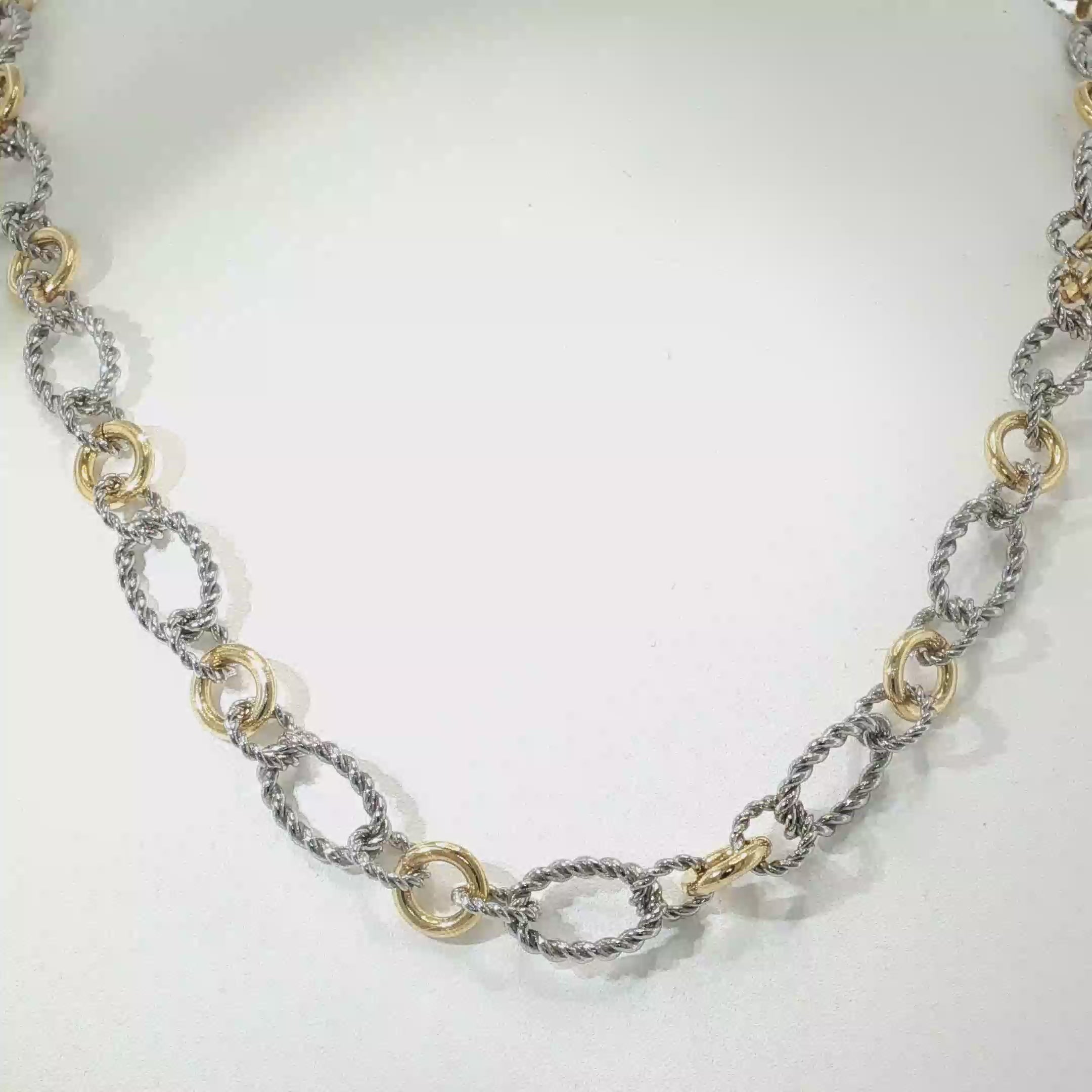 Two-Tone Twisted-Link Necklace and Bracelet Set