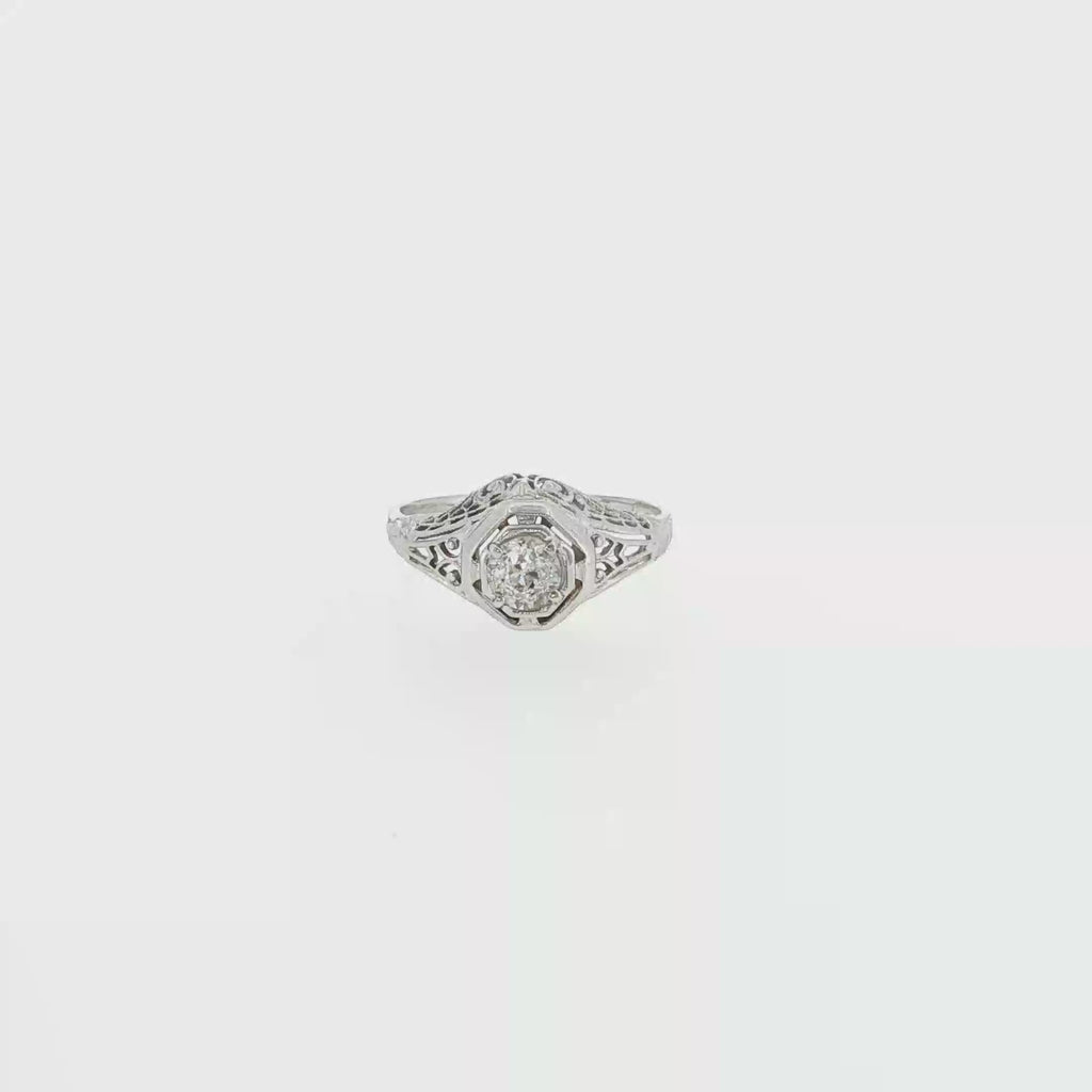 Old Mine Cut Diamond Filigree Ring