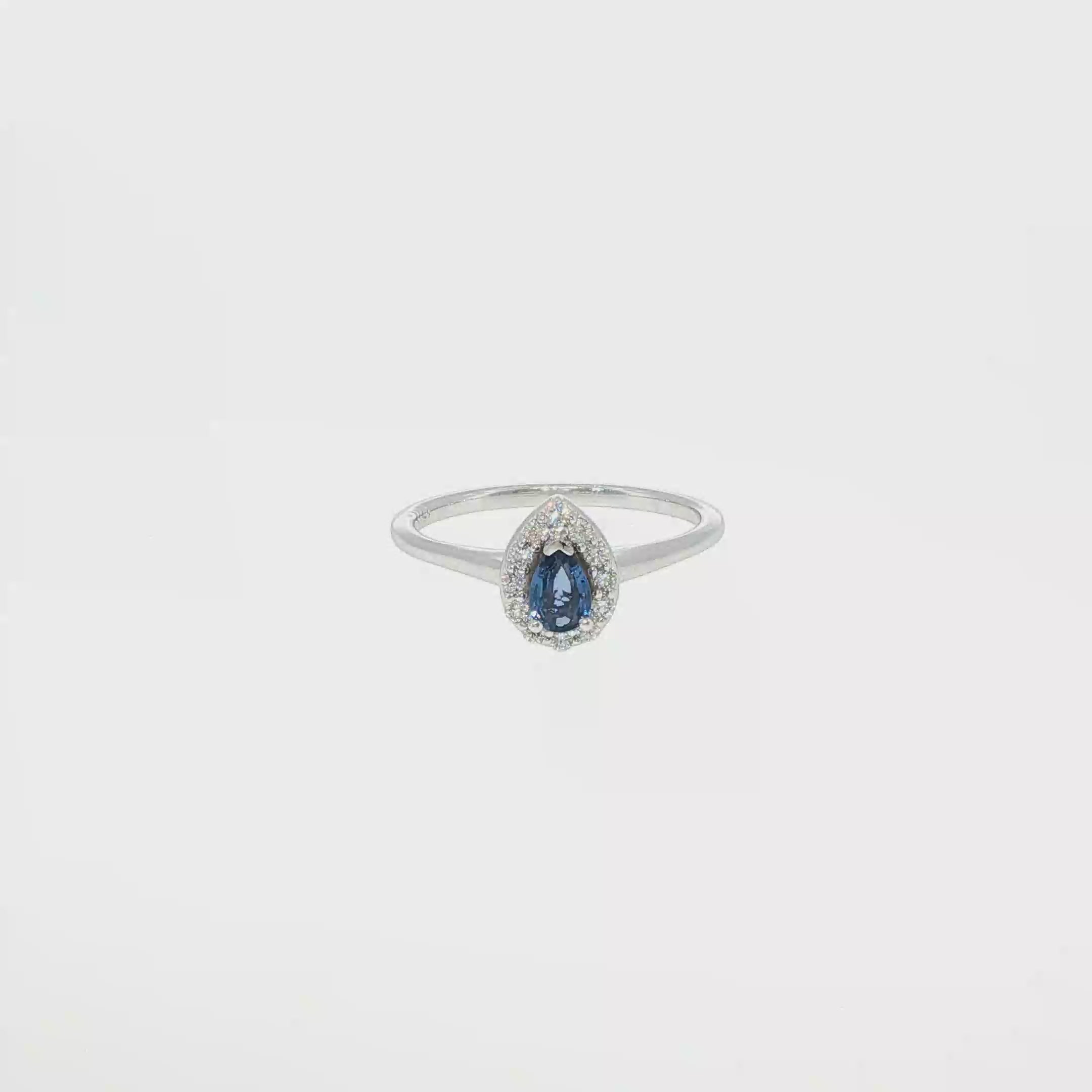 Pear-Shaped Montana Yogo Sapphire and Diamond Halo Ring