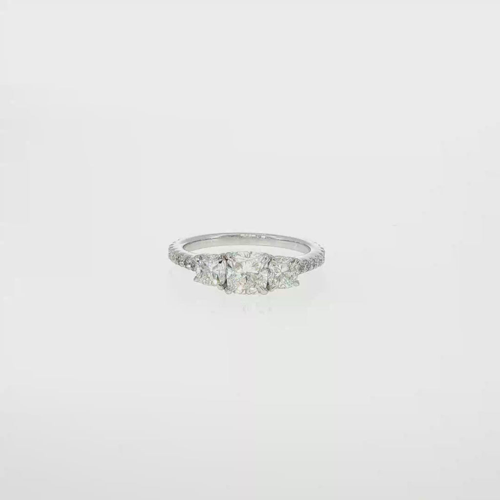 Cushion-Cut Diamond Three-Stone Ring