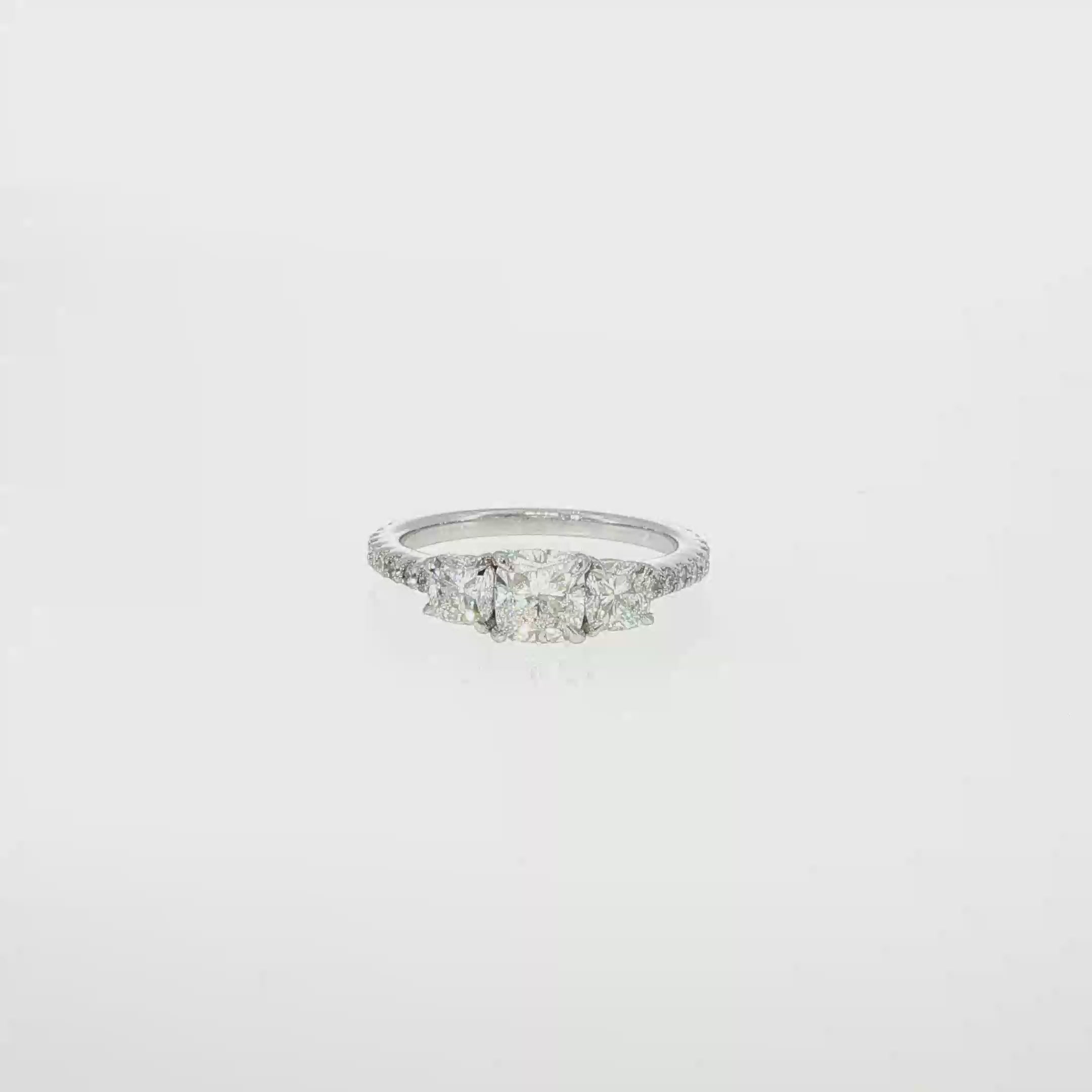 Cushion-Cut Diamond Three-Stone Ring