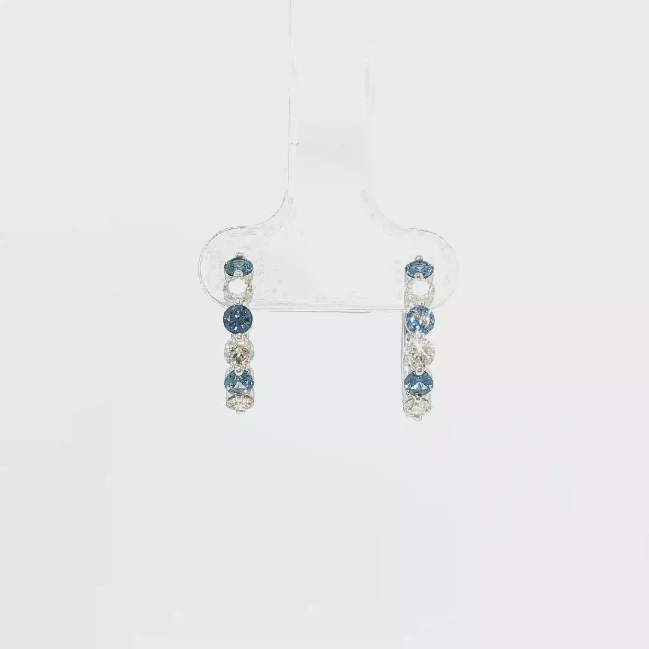 Alternating Montana Yogo Sapphire and Diamond Earrings