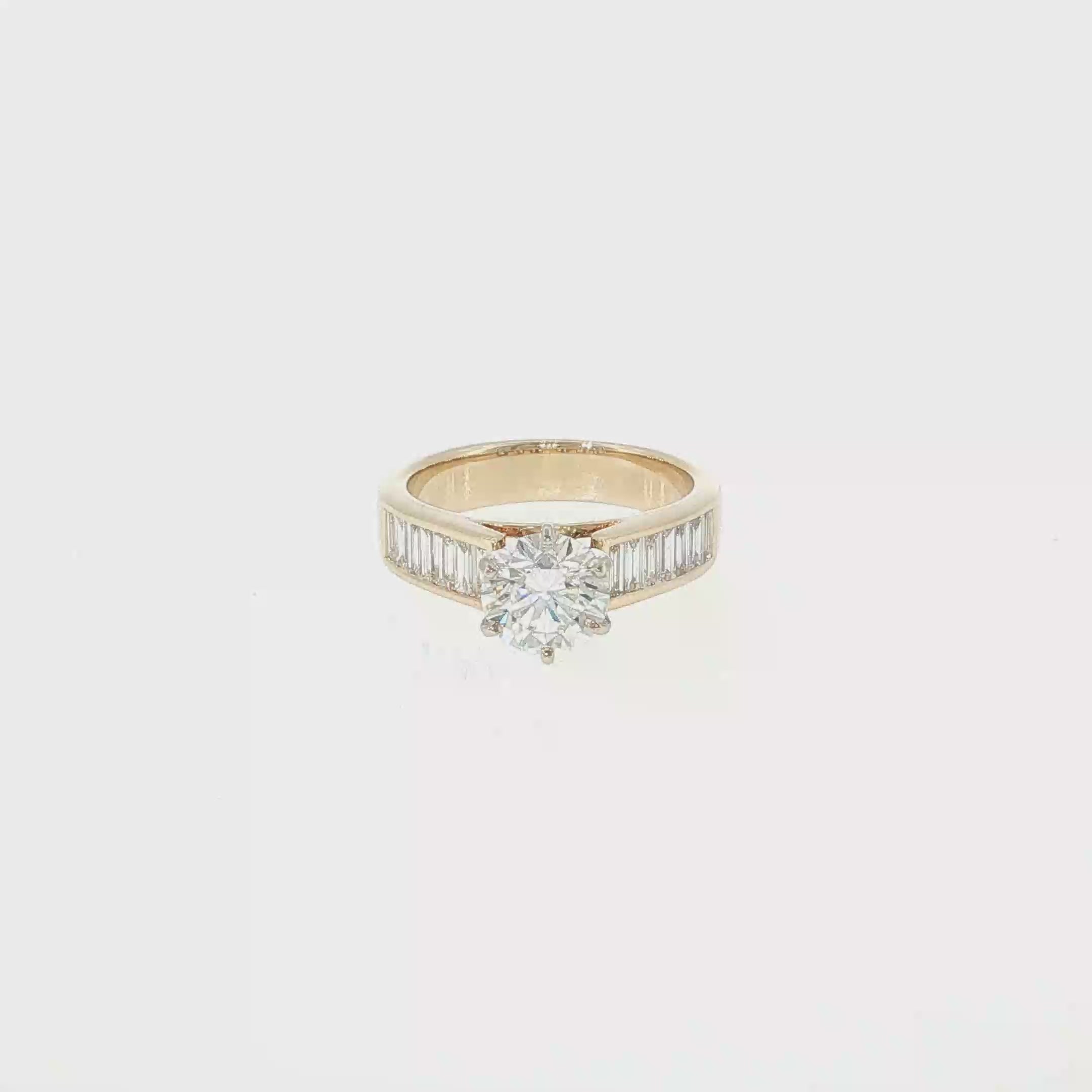 Round Diamond and Channel-Set Baguette Engagement Ring