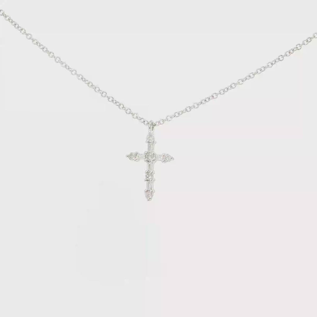 Round Diamond Cross Pendant Necklace