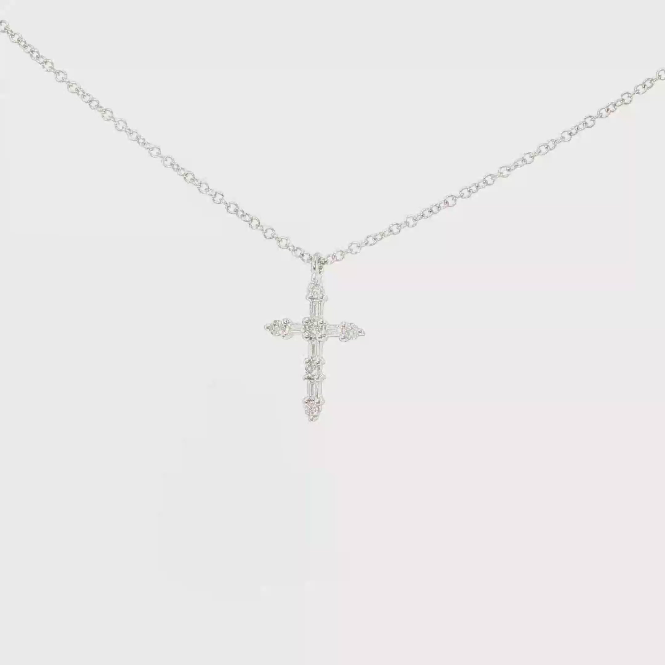Round Diamond Cross Pendant Necklace