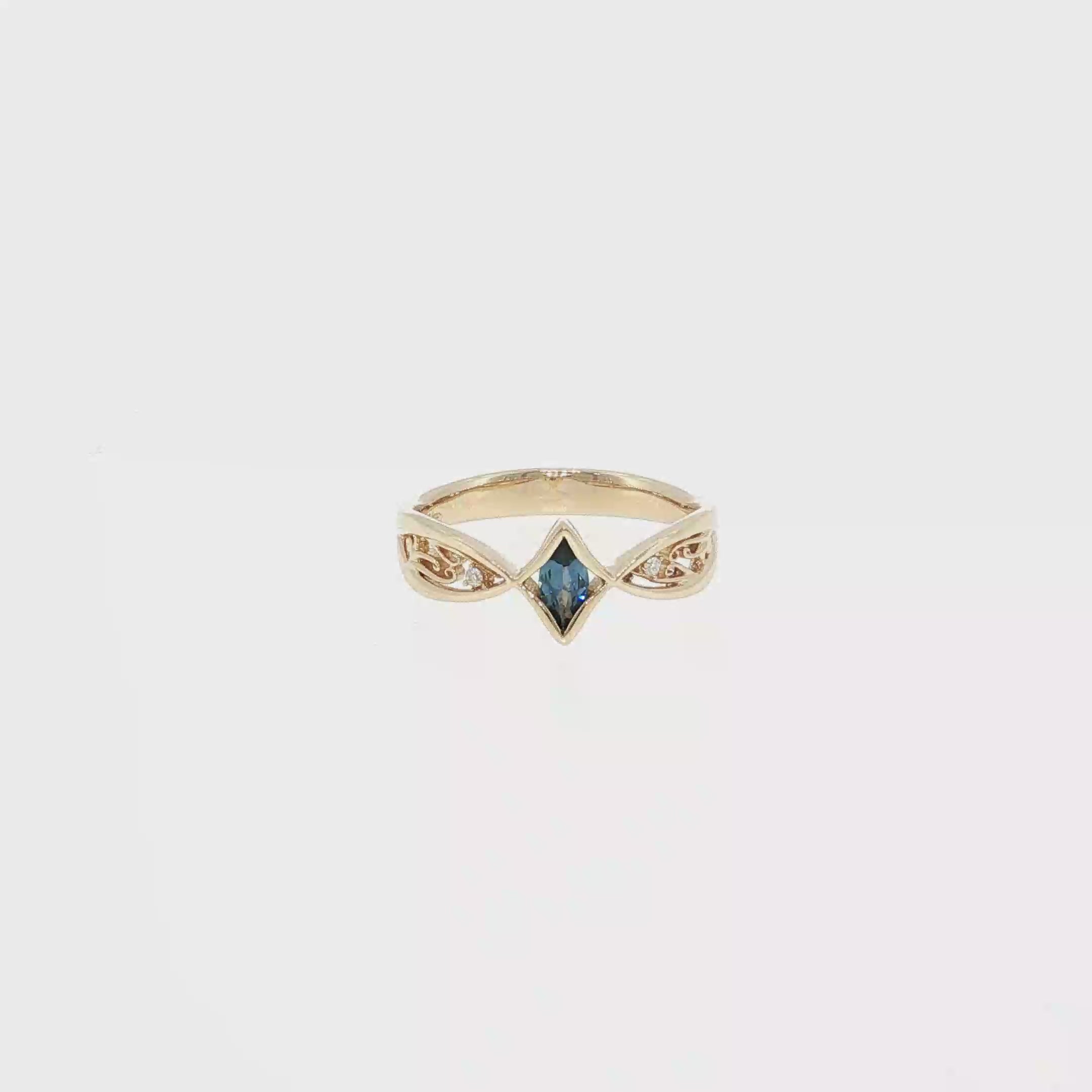 Marquise-Cut Montana Yogo Sapphire and Diamond Openwork Ring