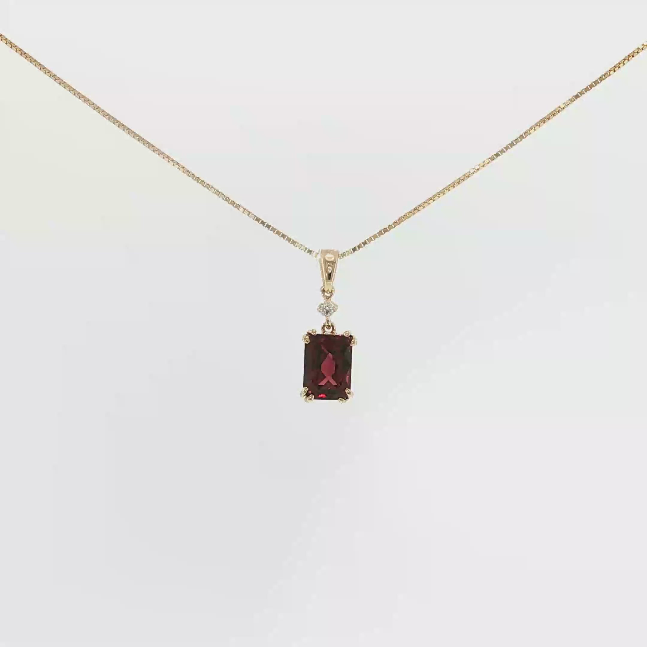 Checkerboard-Cut Garnet and Diamond Three-Piece Jewelry Set