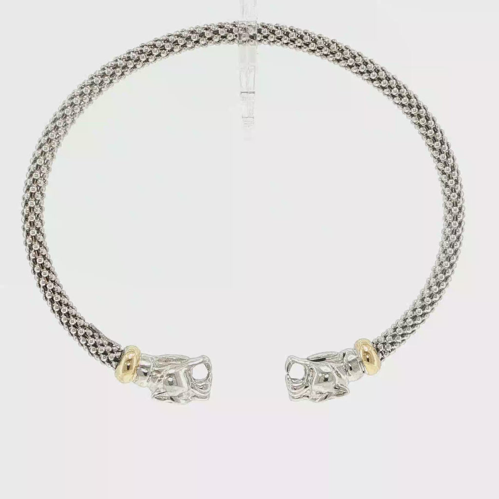 Two-Tone Popcorn Link Necklace and Diamond Panther Cuff Set