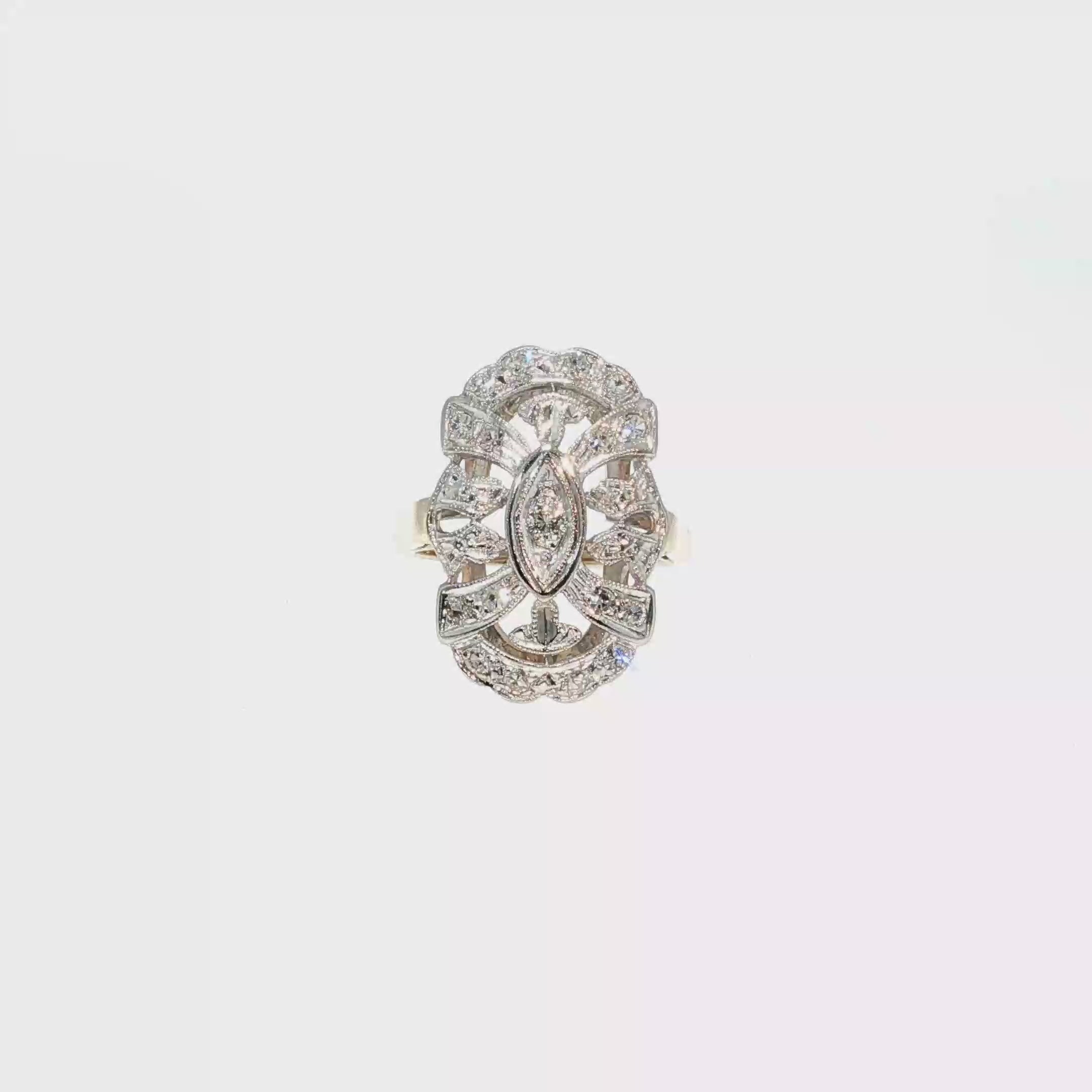 Fancy-Cut Diamond Openwork Cluster Ring