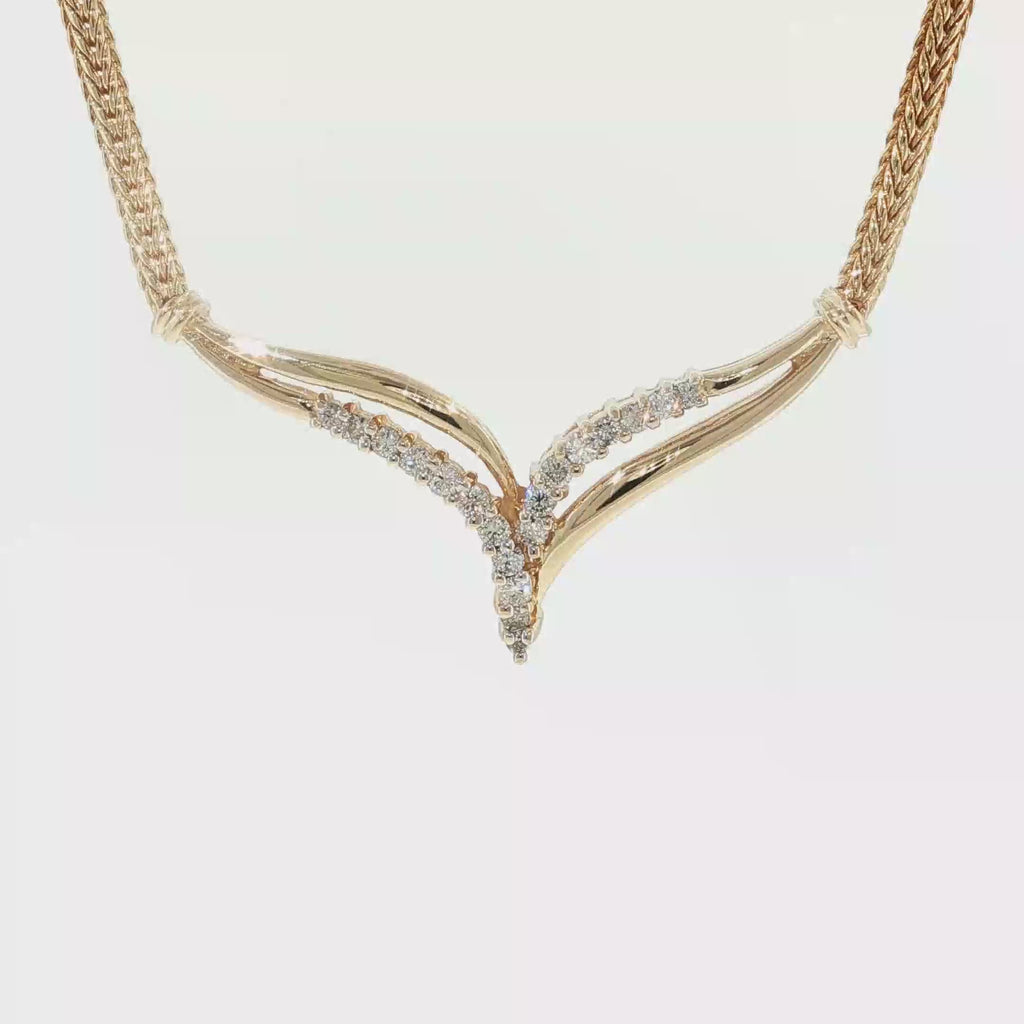 Diamond Foxtail V Necklace