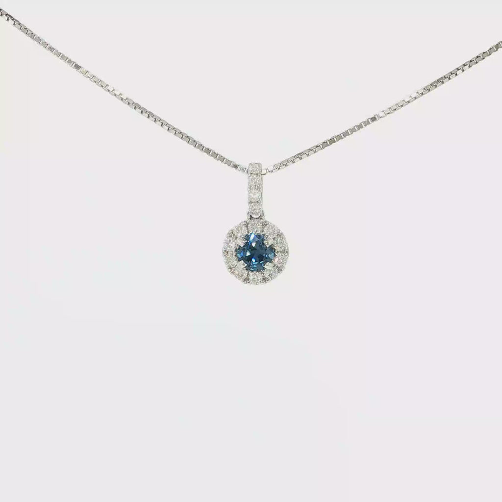 Montana Yogo Sapphire and Diamond Halo Pendant
