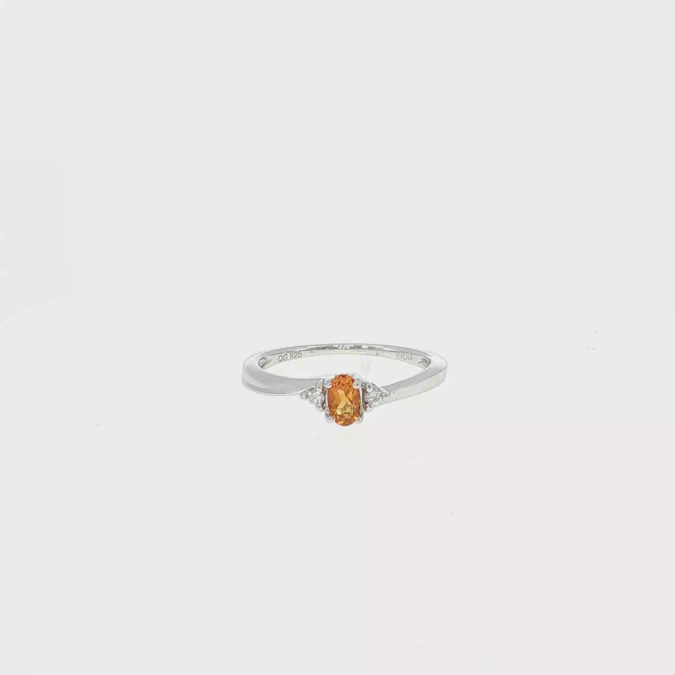 Oval Citrine and Diamond Three-Stone Ring