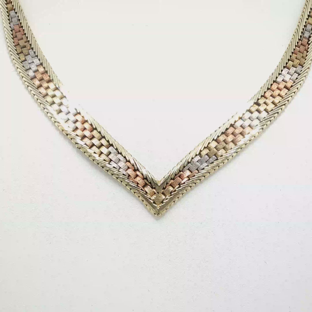 Tri-Color Graduated Woven Necklace