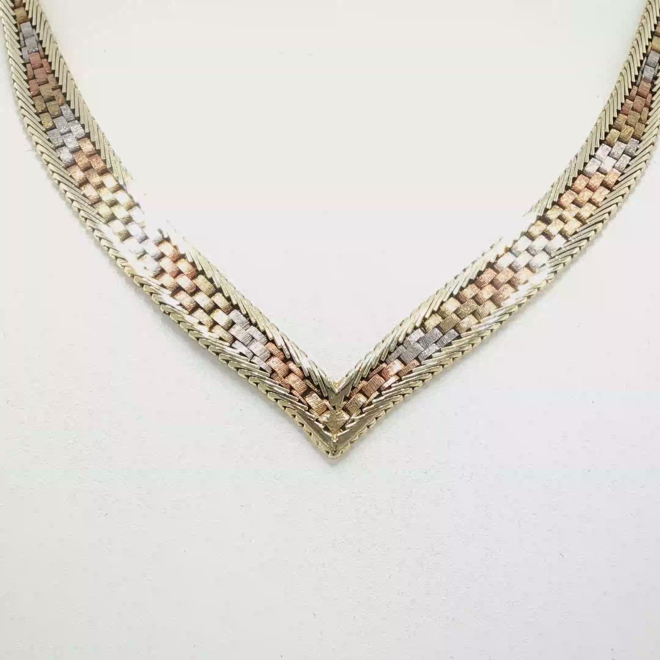 Tri-Color Graduated Woven Necklace