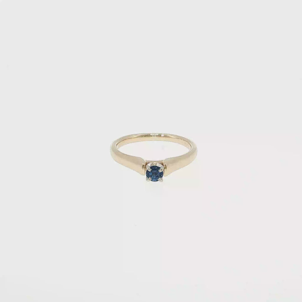 Round Montana Yogo Sapphire Cathedral Solitaire Ring