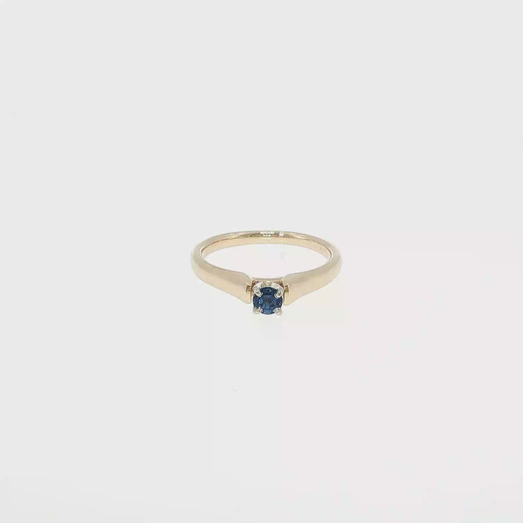 Round Montana Yogo Sapphire Cathedral Solitaire Ring