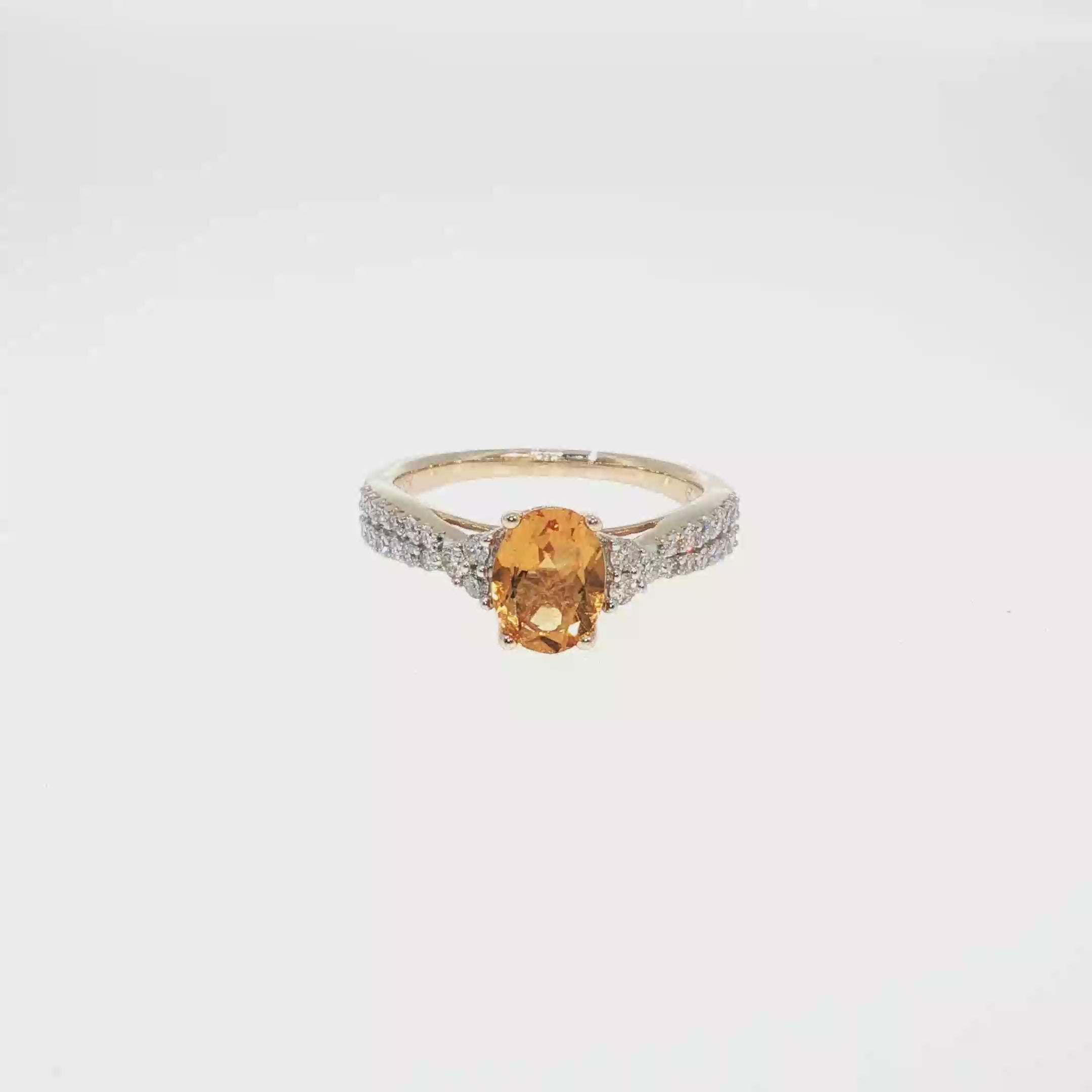 Oval Citrine and Diamond Halo Ring