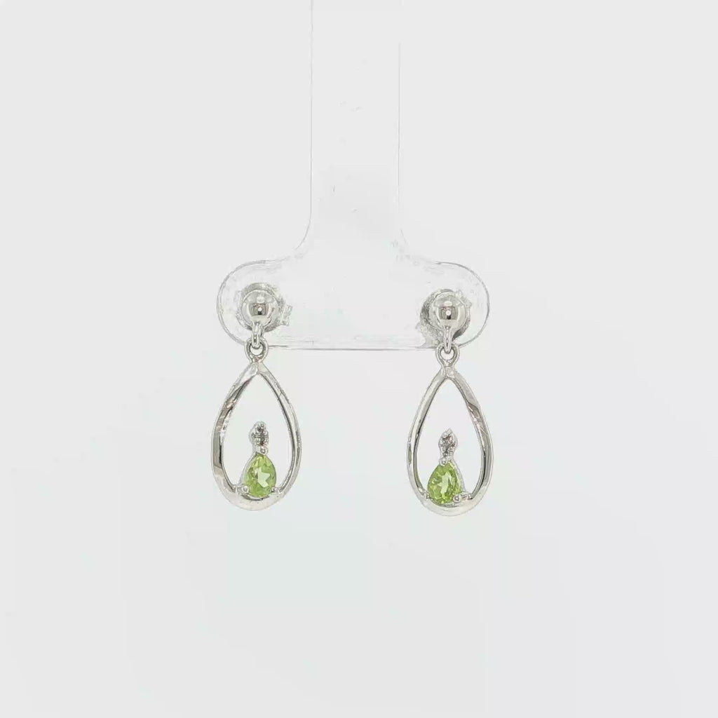 Pear-Shaped Peridot and Diamond Open Teardrop Earrings