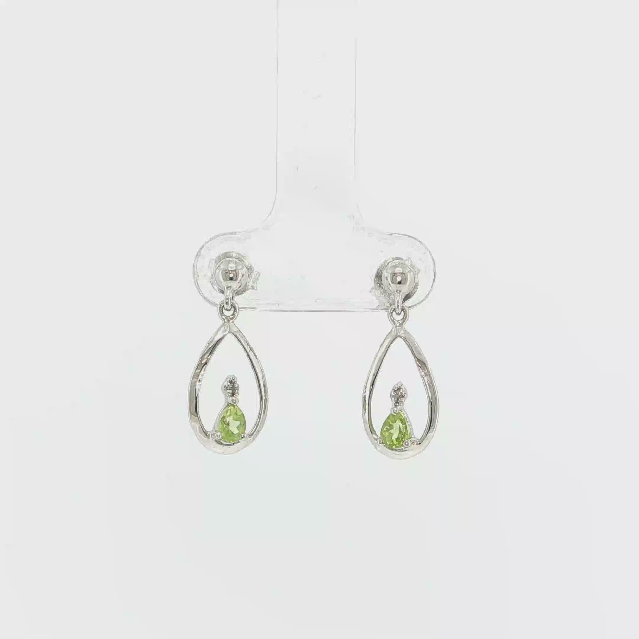 Pear-Shaped Peridot and Diamond Open Teardrop Earrings