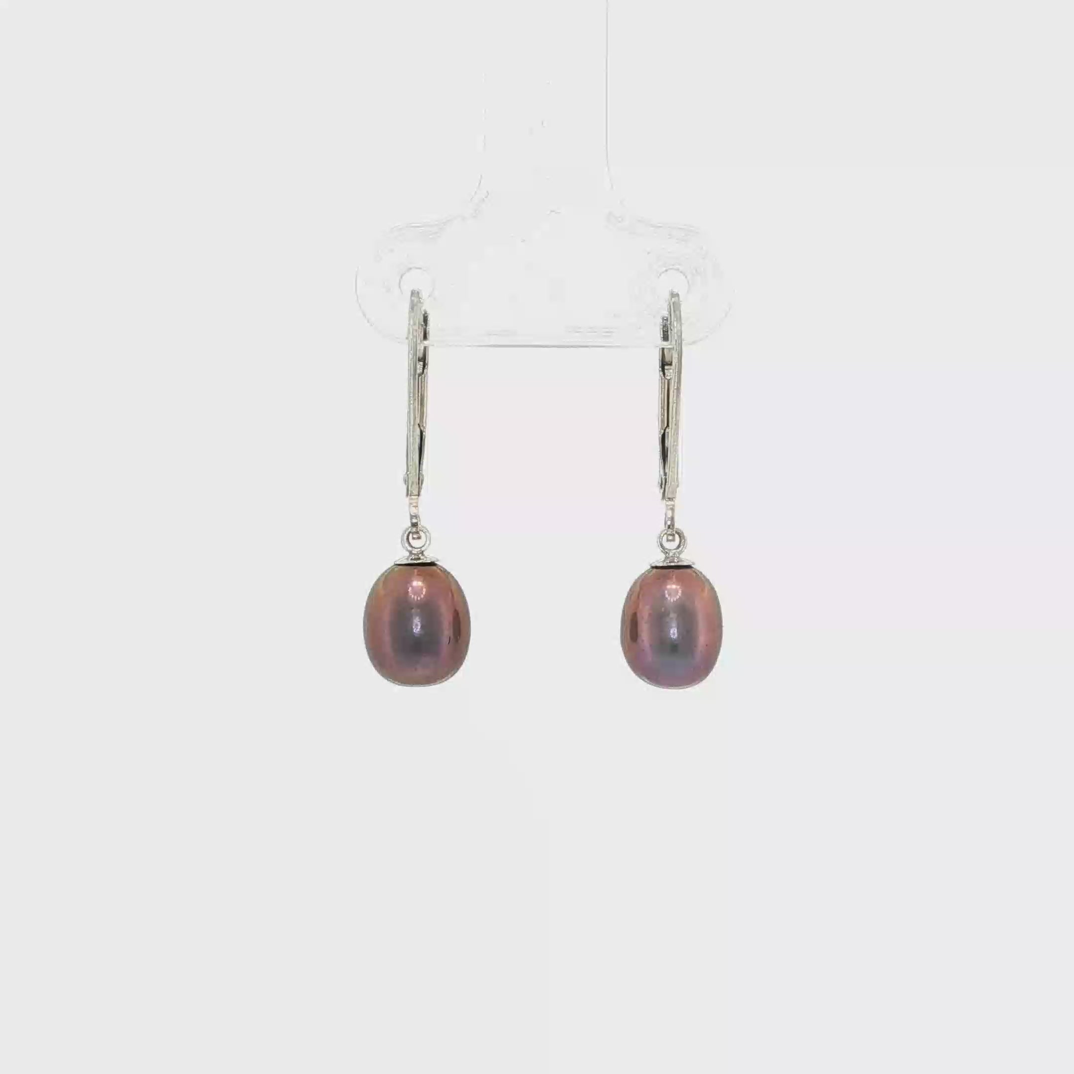 Black Freshwater Pearl Leverback Drop Earrings