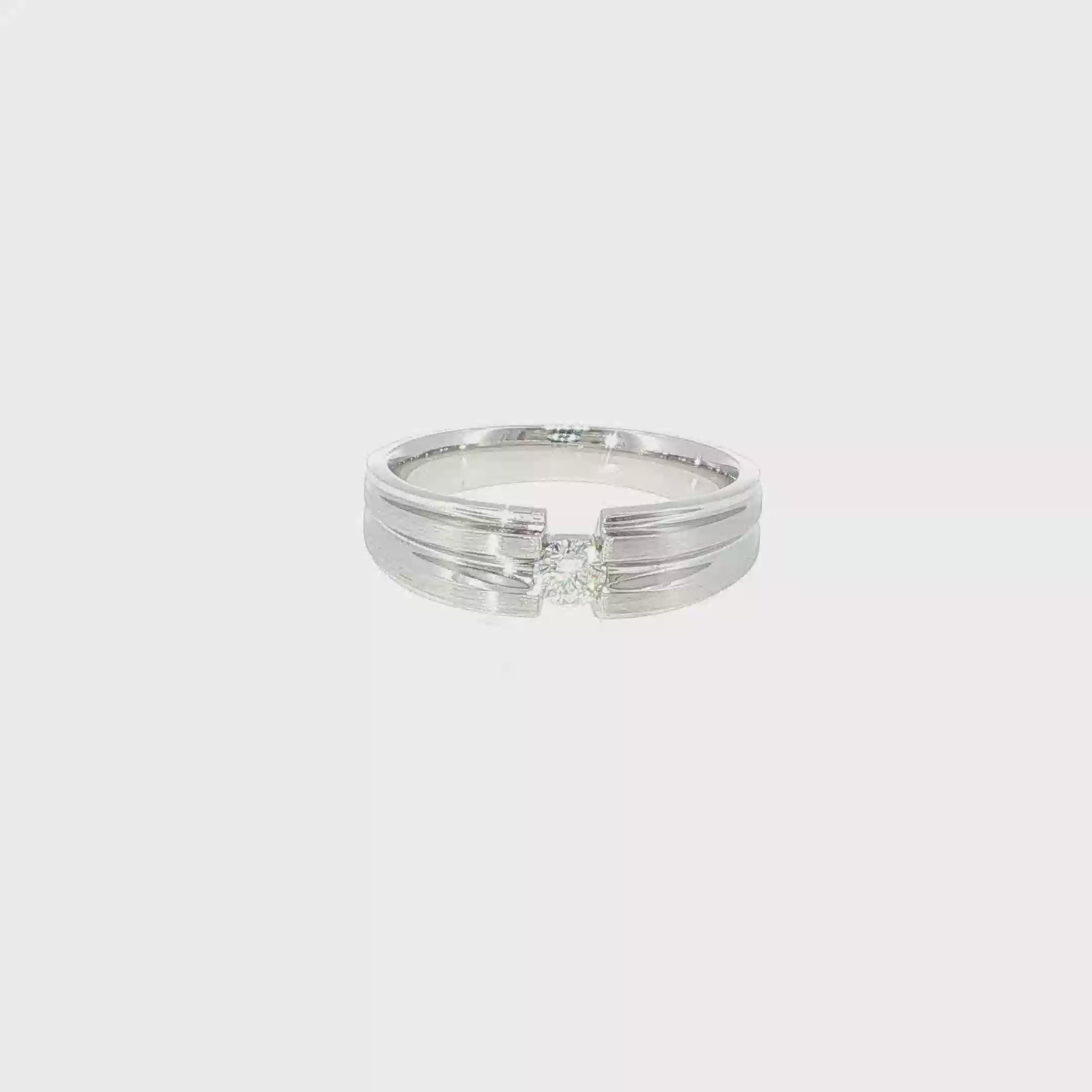 Grooved Bezel-Set Diamond Men’s Ring