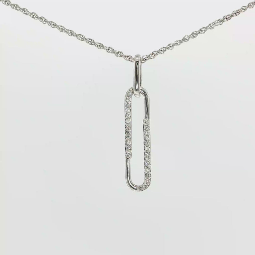 14K white gold open-link diamond pendant necklace with an 18-inch chain.