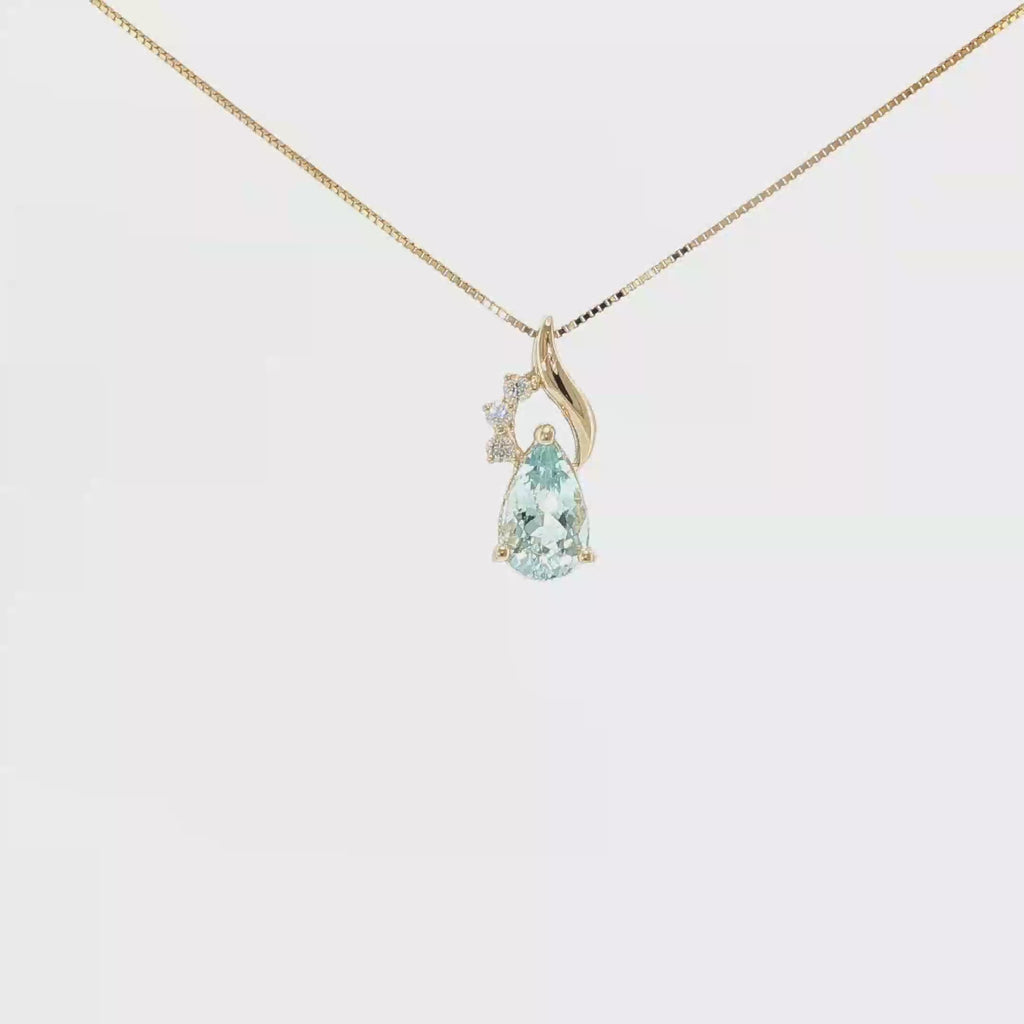 Pear-Shaped Aquamarine and Diamond Swirl Pendant