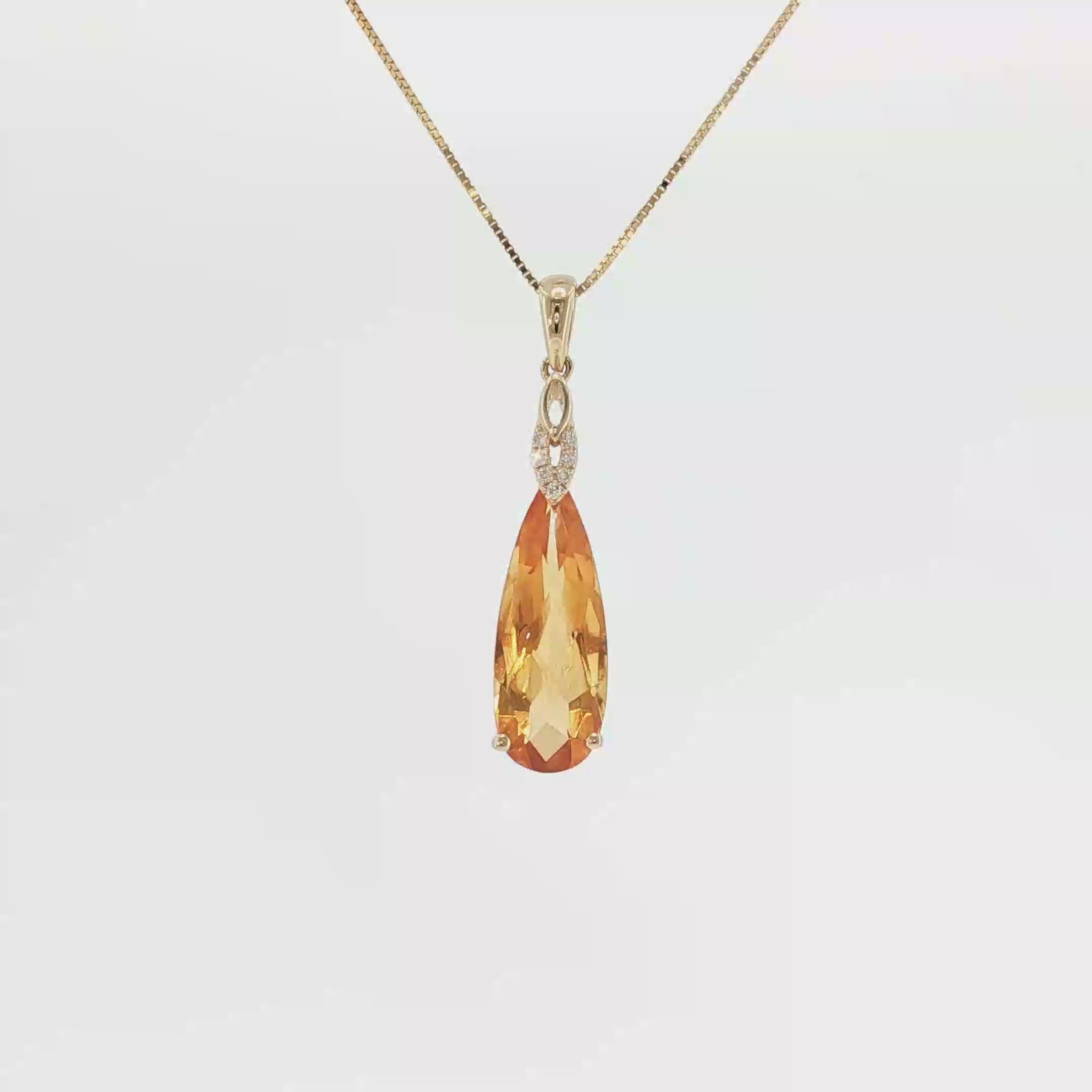 Radiant 14K Yellow Gold Citrine & Diamond Pendant
